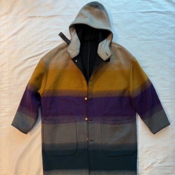 Roberto Cavalli Men's Blanket Stitched Colour-Block Wool Coat - Picture 2 of 10